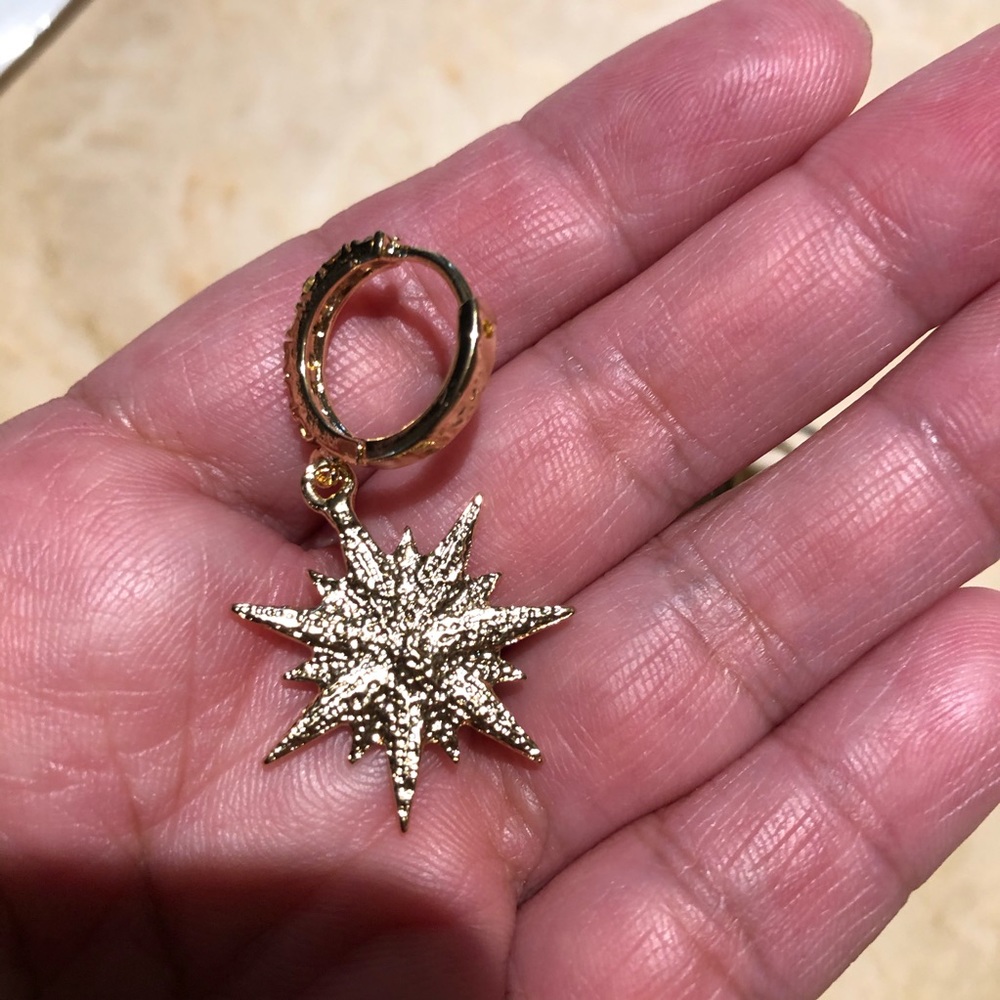 Starburst Rhinestone Hoop Earrings - Picture 6 of 10